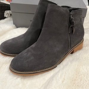 Blondo Gray Leather Booties, NWOT